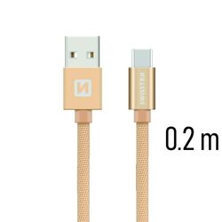 Dátový kábel Swissten textilný s USB-C konektorom a podporou rýchlonabíjania, Gold - OPENBOX (Rozbalený tovar s plnou zárukou) na pgs.sk