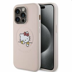 Zadný kryt Hello Kitty PU Kitty Asleep Logo MagSafe pre Apple iPhone 15 Pro, ružová | pgs.sk