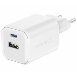 SWISSTEN GaN network adapter 1x USB-C 45 W PD + 1x USB-A 18 W QC, white (22071300)