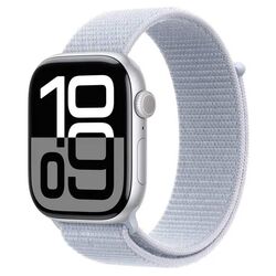 Apple Watch Series 10 GPS 46mm Strieborné hliníkové s oblačne modrým prevliekacím športovým remienkom